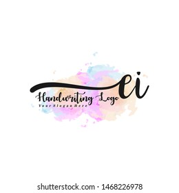 EI initial signature logo. handwriting logo template vector,