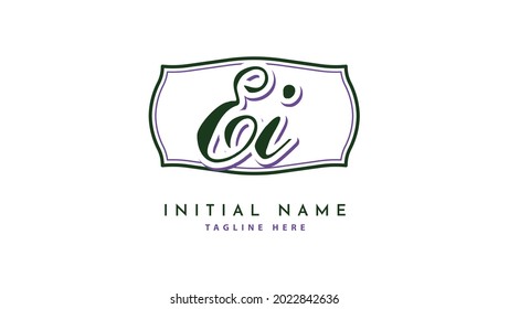 EI Initials, handwriting logo vector