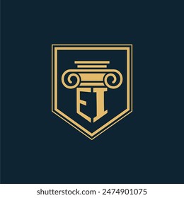 EI Initials Law Firm Logo Lawyer logo with creative law element