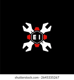 Iniciais EI Vektor Stok Otomotif Logo Design