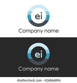 EI letter a circle shape icon logo white blue