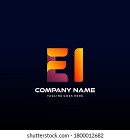 EI Letter initial Logo Vector With colorful, logo for media business