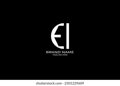 EI letter logo creative design. EI unique design. EI letter logo design on black background.