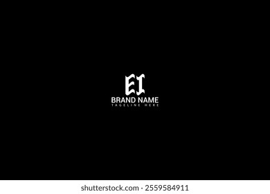 EI letter logo creative design. EI unique design. EI letter logo design on black background.