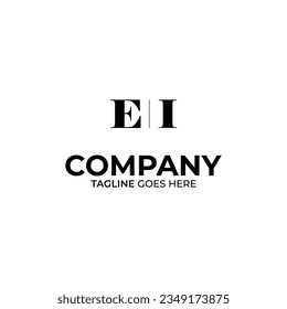 EI Letter Logo Design White and Black