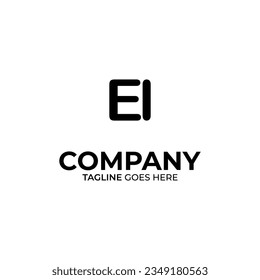 EI Letter Logo Design White and Black