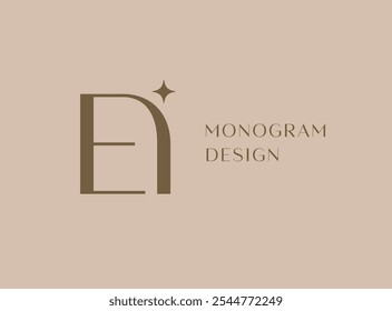 Design do ícone de logotipo da letra EI. Monograma de iniciais de luxo estilo clássico.