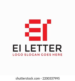 EI Letter red data internet logo vector image