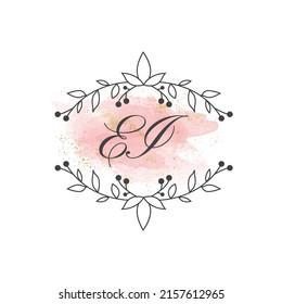 EI letters signature logo, Handwritten logo, EI, EI lettering, Letters EI, E and I logo with flower mandala, Brushstroke, floral and botanical logo, E and I alphabet