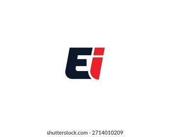 Logotipo EI. Letra IE preta e vermelha. Letra IE logotipo design Letra inicial EI monograma logotipo. 