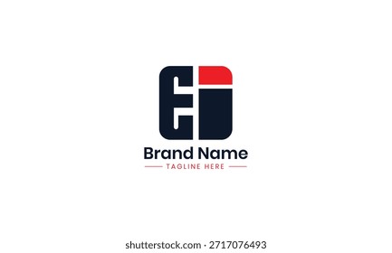 Logotipo EI. Letra IE preta e vermelha. Letra IE logotipo design Letra inicial EI monograma logotipo. 