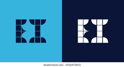 EI logo design with tile shape. Minimalist and modern vector illustration design suitable for business or brand