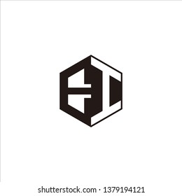 EI Logo Initial Monogram Negative Space Designs Templete with Black color and White Background