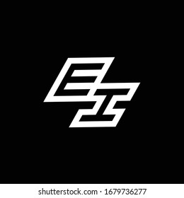 EI logo monogram with up to down style negative space design template isolated on black background