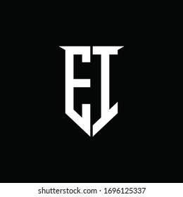 EI logo monogram with emblem shield style design template