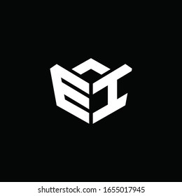 EI logo monogram with emblem style ribbon design template