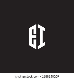 EI Logo monogram with hexagon shape style design template isolated on black background