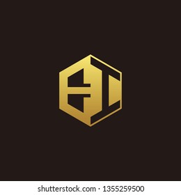 EI Logo Monogram with Negative space gold colors 