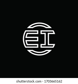 EI logo monogram with negative space circle rounded design template