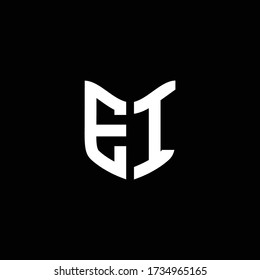 EI logo monogram with shield shape design template