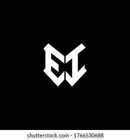 ei logo monogram with shield shape design template