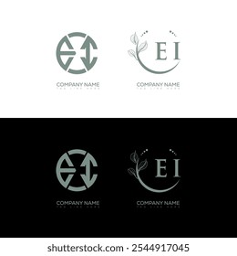 EI minimalista e design clássico conjunto de logotipo. Vetor de forma circular monograma EI. EI design exclusivo.
