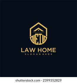 EI monogram initial logo for lawhome with shape home design