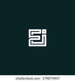 EI monogram logo with abstract line design template. Uppercase EI logotype.