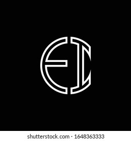 EI monogram logo circle ribbon style outline design template
