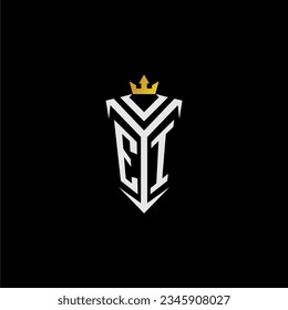 EI monogram logo initial for shield  crown style design