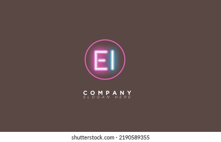 EI Neon Alphabet letters Initials Monogram logo 