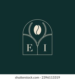 EI Unique and simple logo design combination of letters and coffee bean