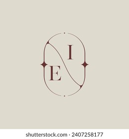 EI wedding classic in elegant monogram with high quality professional design that will print well