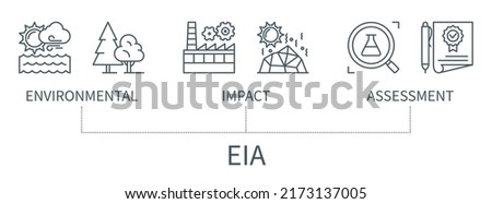 EIA concept with icons. Environmental Impact Assessment. Web vector infographic in minimal outline style