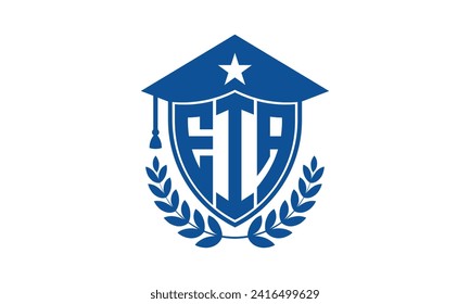 Plantilla vectorial de diseño de logotipo académico de letras iniciales EIA. monograma, resumen, escuela, universidad, universidad, graduación, símbolo, escudo, modelo, instituto, educativo, canter de entrenamiento, tecnología, signo, insignia