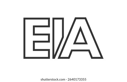 EIA logo design template with strong and modern bold text. Initial based vector logotype featuring simple and minimal typography. Trendy company identity ideal for businesses brand presence.