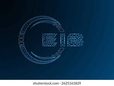 Projeto de vetor de logotipo de letra baixa do EIB. Design de logotipo poli inferior do BEI. Logotipo poli baixo.