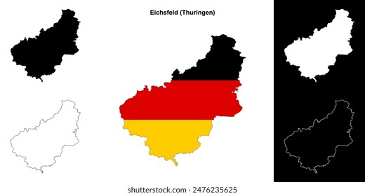 Conjunto de mapas esquemáticos en blanco de Eichsfeld (Thuringen)