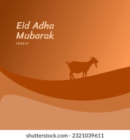Eid Adha banner design vector illustration. Islamic and Arabic Background for Muslim Community Festival. The sacrifice of goat concept.  Moslem Holiday. suitable for greeting, poster, digital