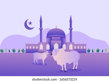 Eid adha barak with goat and cow