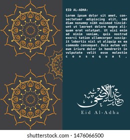 Eid Adha, Greeting Card Template Islamic Design Motif and Arabic Calligraphy