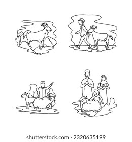 eid adha hand drawn doodle illustrations vector set