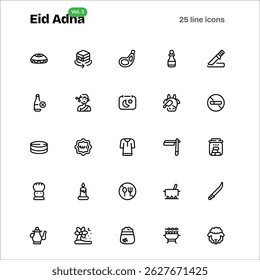 Eid Adha Icons with line style, perfect for user interface projects