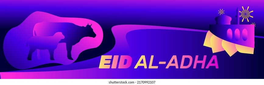 Eid Adha Kareem. Islamic greeting card template with islamic for wallpaper design. Poster, media banner. Mosaic vector illustration.  Idul Adha.