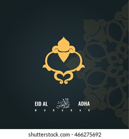Eid Adha Mubarak - Abstract Greeting Card design. Adha symbol for your banner or poster. Translation of arabic calligraphy title is Sacrifice Feast