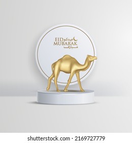 Eid adha mubarak camel gold background