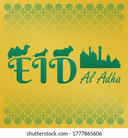 Eid Adha Mubarak Obteniendo plantilla de vectores de tarjetas
