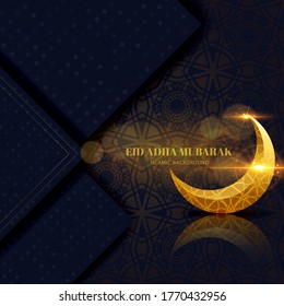 Eid adha mubarak greeting card Black and gold