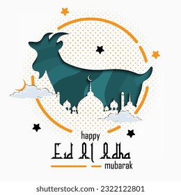 Eid Adha Mubarak Greeting Islamic Illustration Background Vector Design