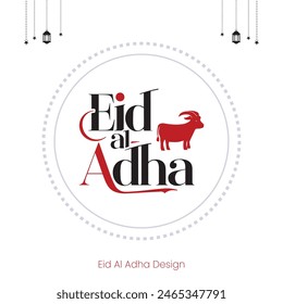 Eid Adha Mubarak Greeting Islamic Illustration Background Vector Design With arabic calligraphy, lantern, camels for Card, wallpaper, banner, cover	
